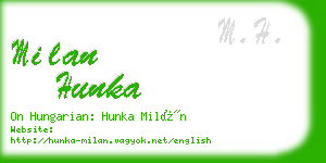 milan hunka business card